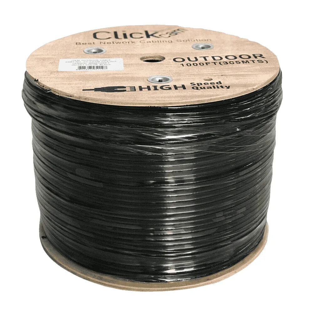 Rollo de cable UTP ClickCam categoria 5E 30% 1000ft – 305 m negro exteriores