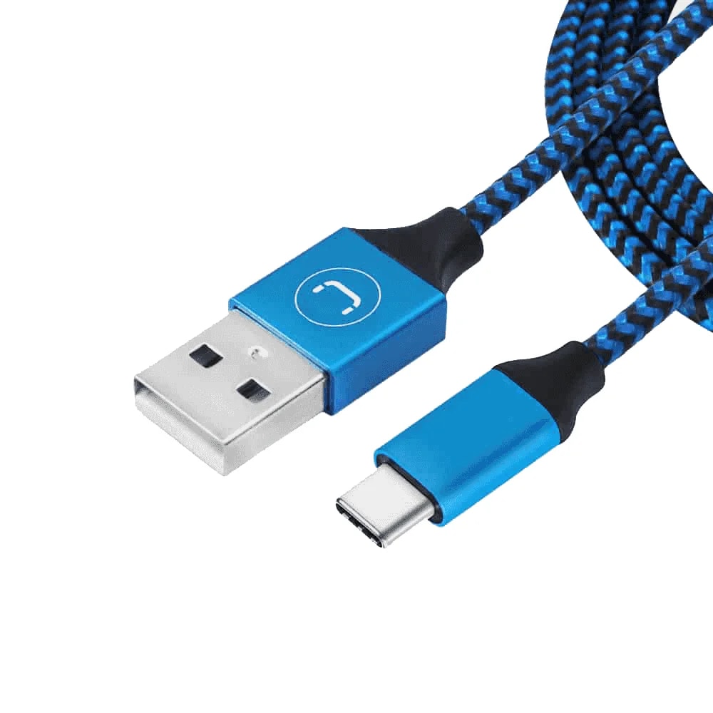 Cable Unno Tekno CB4061BL USB tipo C braided 1.5 metros / 5 ft azúl