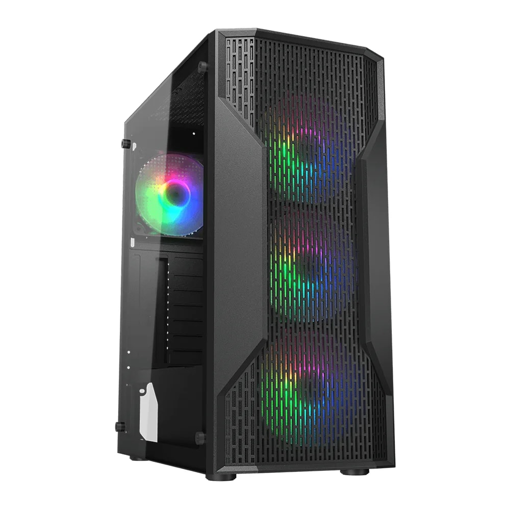Case Cougar Gamer MX110 RGB vidrio templado Mid-Tower no incluye fuente de poder negro