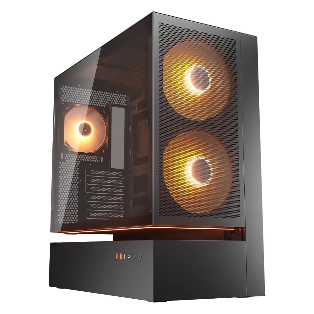 Case Cougar Gamer CFV235 mesh RGB vidrio templado Mid-Tower no incluye fuente de poder negro