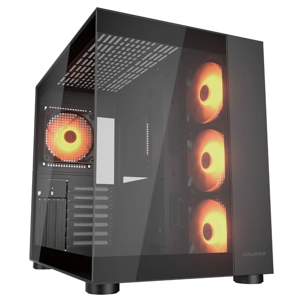 Case Cougar Gamer FV150 RGB vidrio templado Mid-Tower no incluye fuente de poder negro