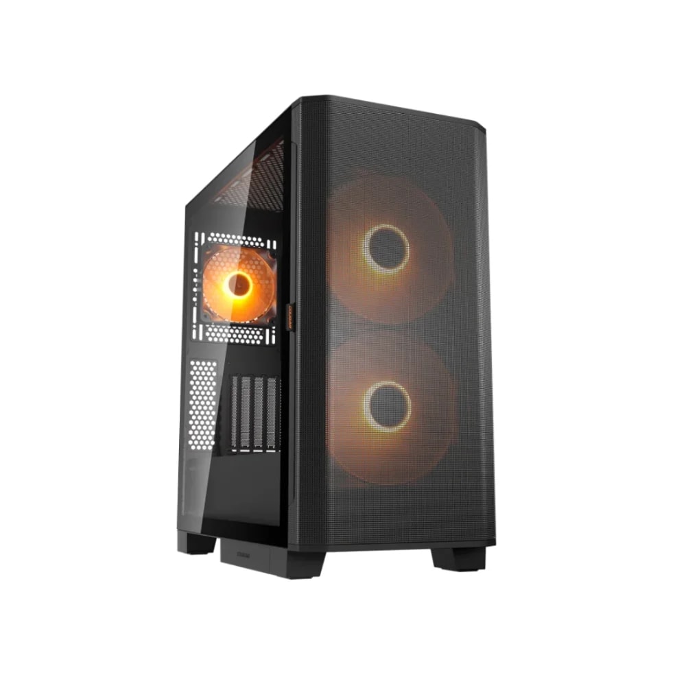 Case Cougar Gamer AirFace Flo RGB vidrio templado Mid-Tower no incluye fuente de poder negro