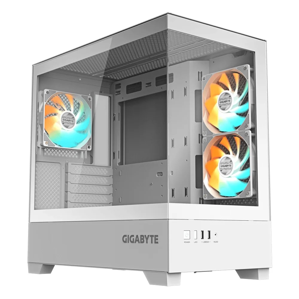 Case Gigabyte GB-C201PI panoramic ice vidrio templao Mid-Tower no incluye fuente de poder RGB blanco