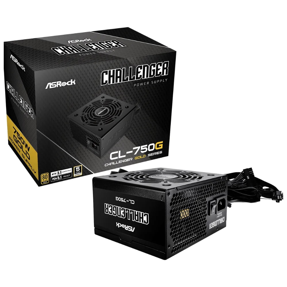 Fuente de poder Asrock Challenger CL-750G 750 watts certificacion 80 plus gold ATX iCool