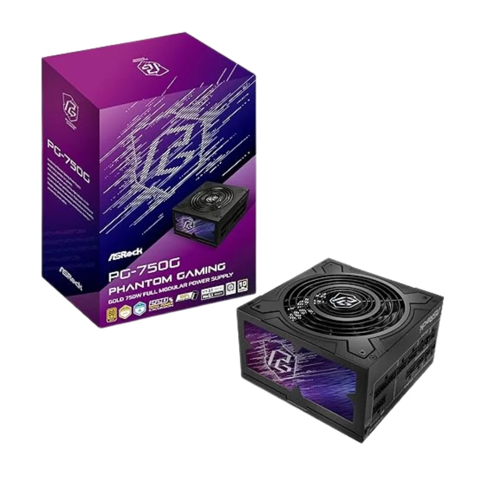 Fuente de poder Asrock Phantom Gaming PG-750G 750 watts certificacion 80 plus gold modular ATX