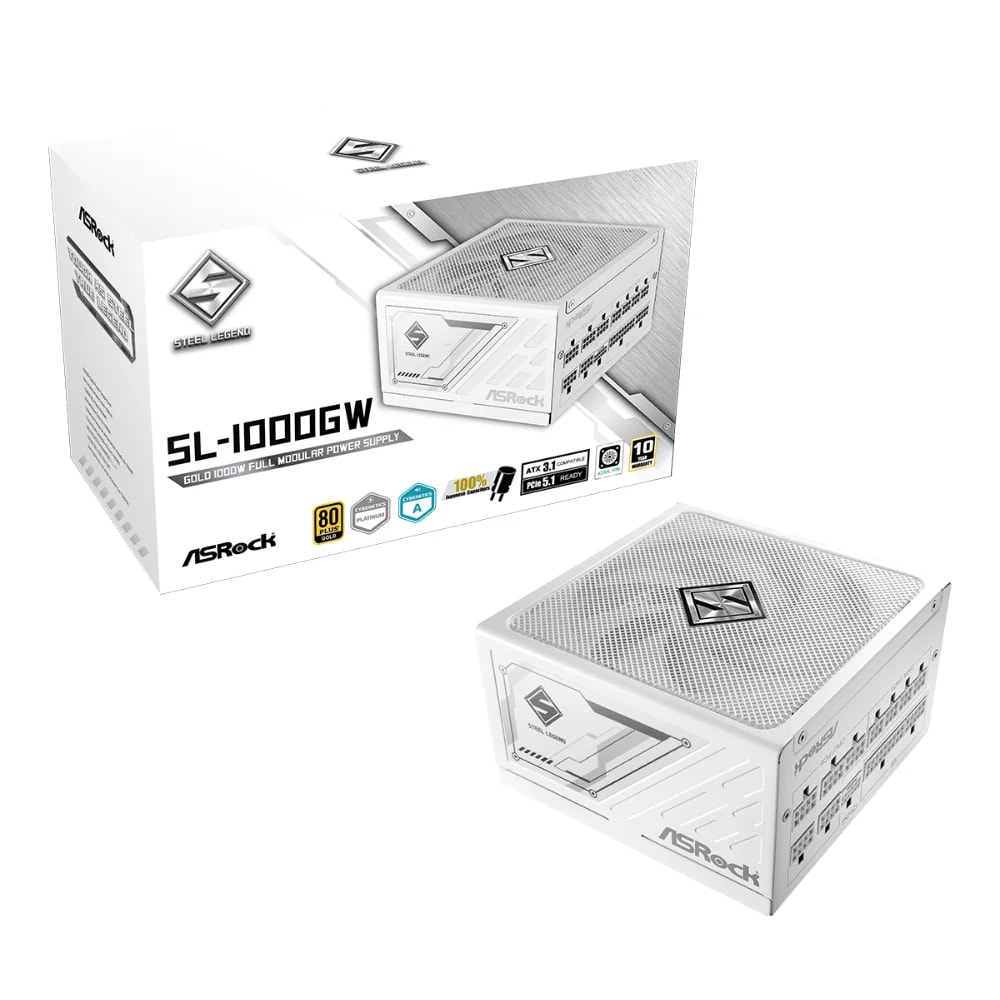 Fuente de poder Asrock Steel Legend SL-1000GW 1000 watts certificacion 80 plus gold modular ATX