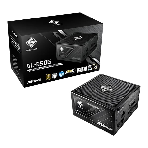 Fuente de poder Asrock Steel Legend SL-650G 650 watts certificacion 80 plus gold modular ATX iCool