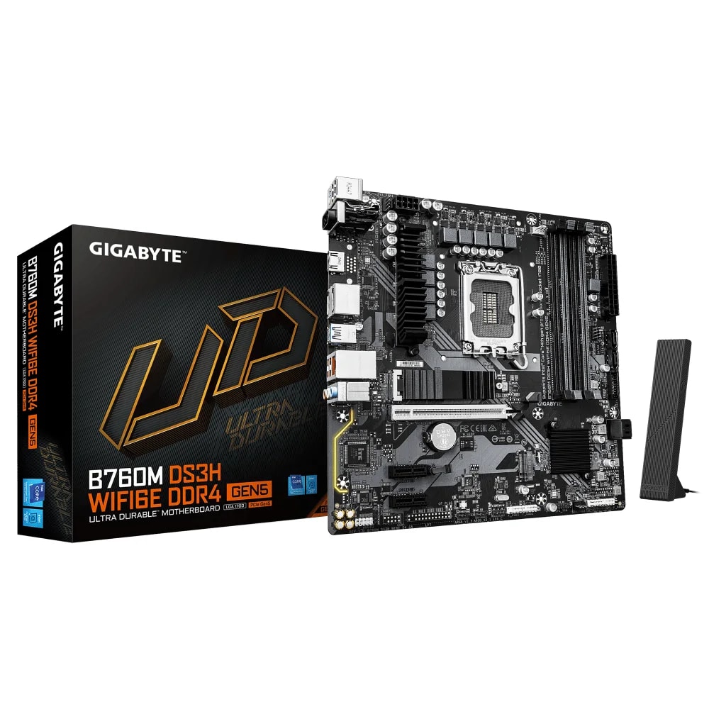 Mainboard Gigabyte B760M DS3H WF6E D4 G5 LGA1700 ddr4 4 slots HDMI Display port 2.5G Lan WiFi mATX