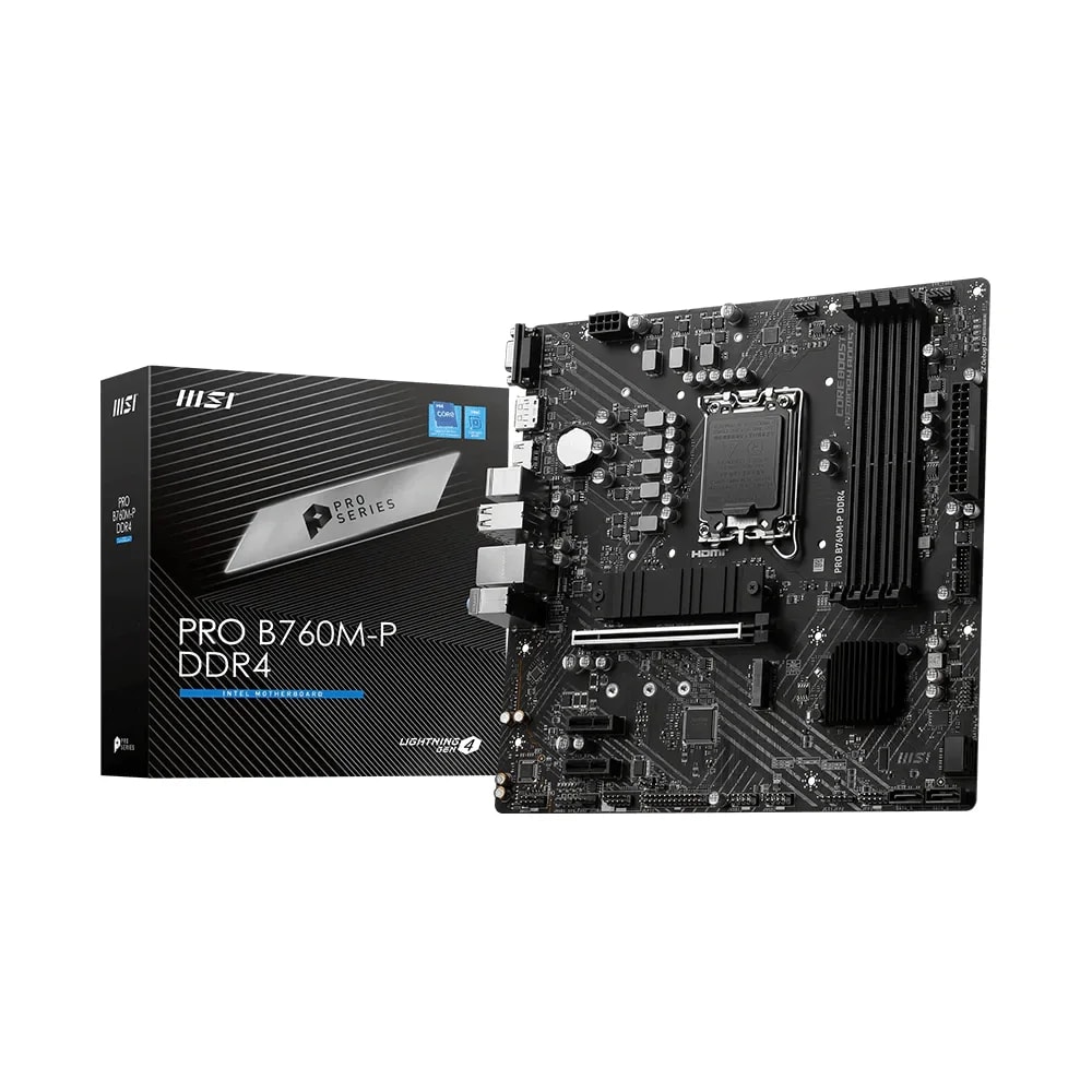 Mainboard MSI PRO B760M-P LGA1700 ddr4 4 slots HDMI Display VGA port 1G Lan mATX