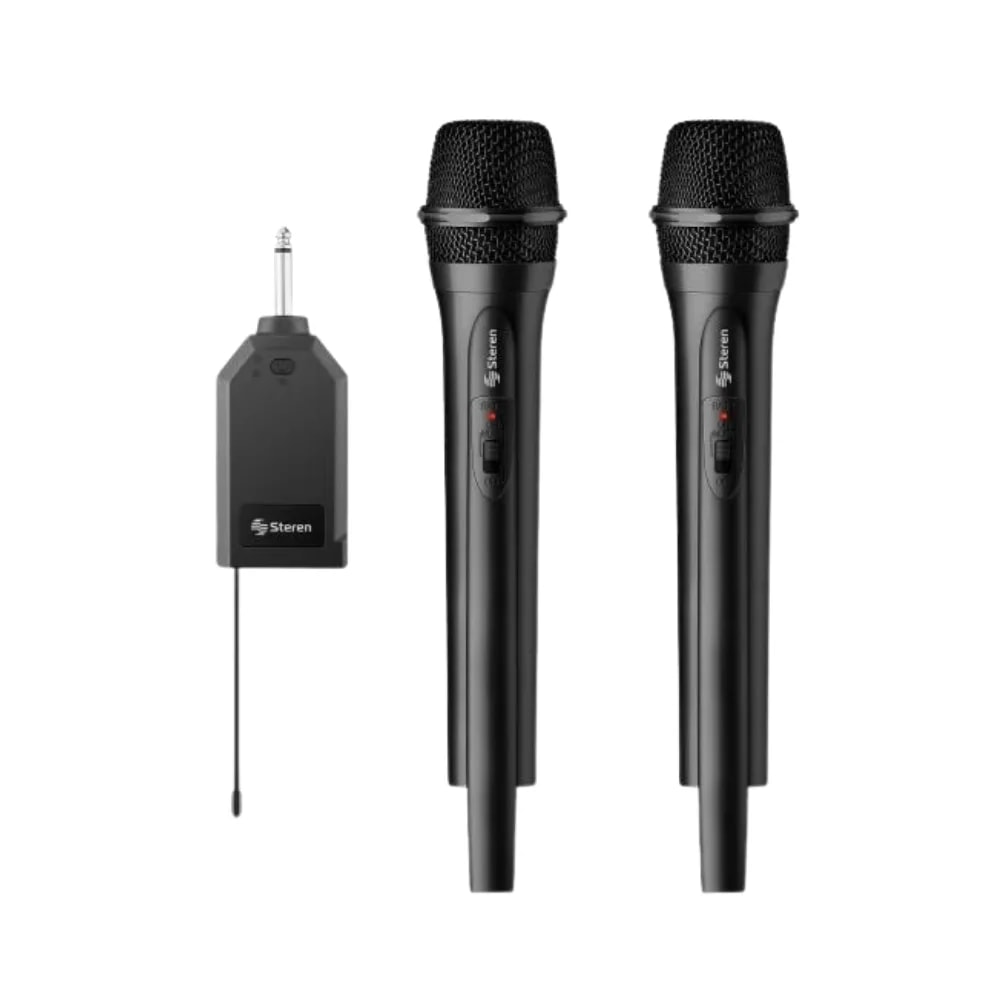 Pack de micrófonos inalámbricos Steren con receptor VHF
