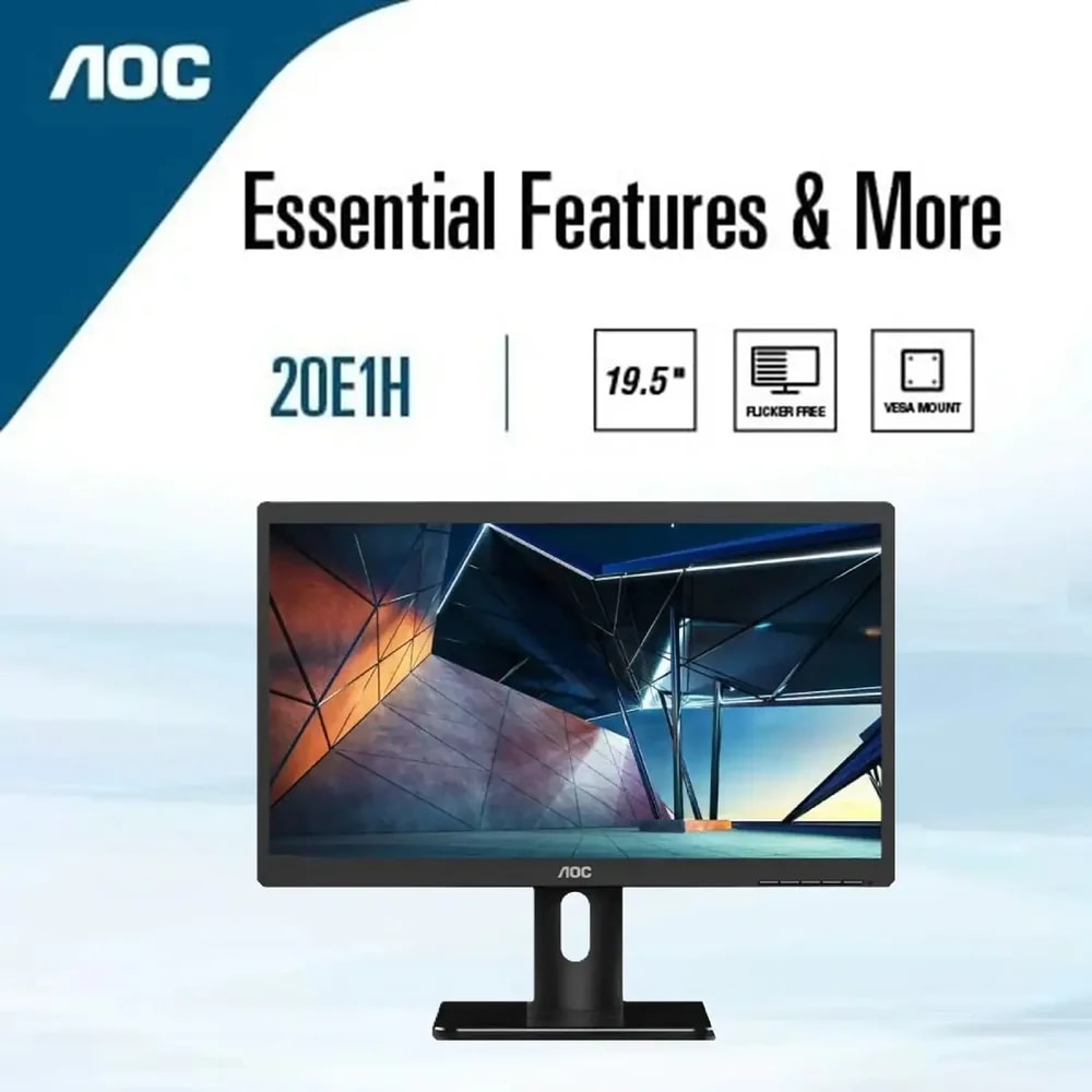 Monitor AOC 20E1H 19.5 inch (1600 x 900) 5ms HDMI 3.5mm VGA 200 nits vesa flicker free