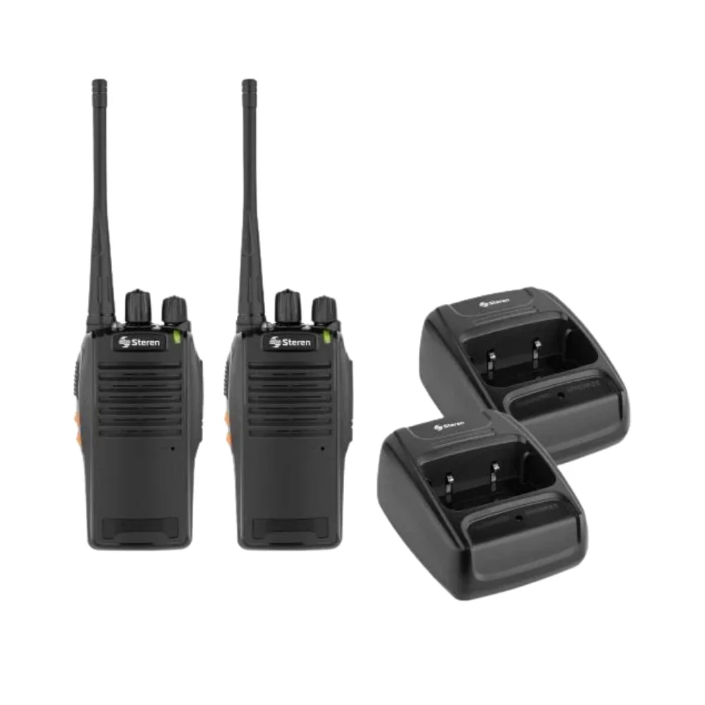 Kit de 2 radios intercomunicadores Steren de 2 vias 16 canales preconfigurados linterna LED