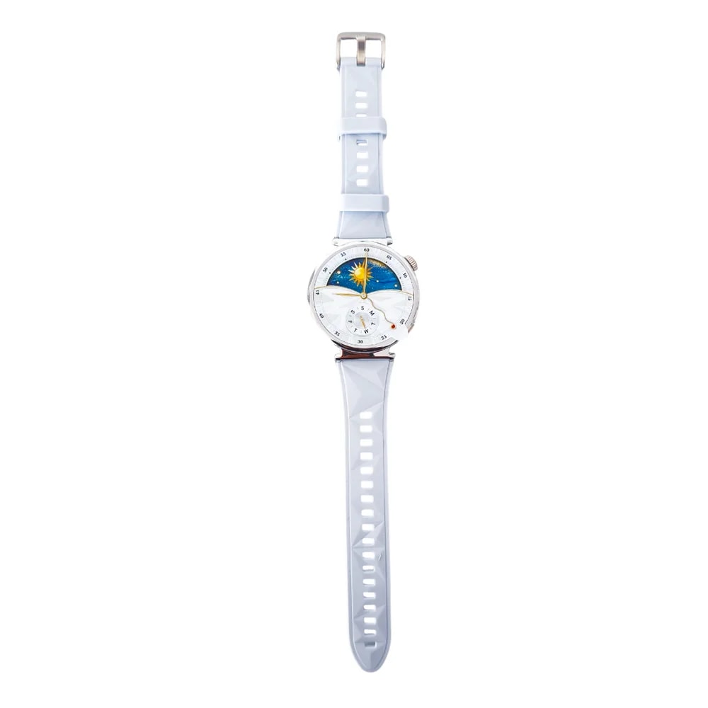 Reloj smart RCA AM35 Nebula 1.32″ esfera color plateada con brazalete celeste