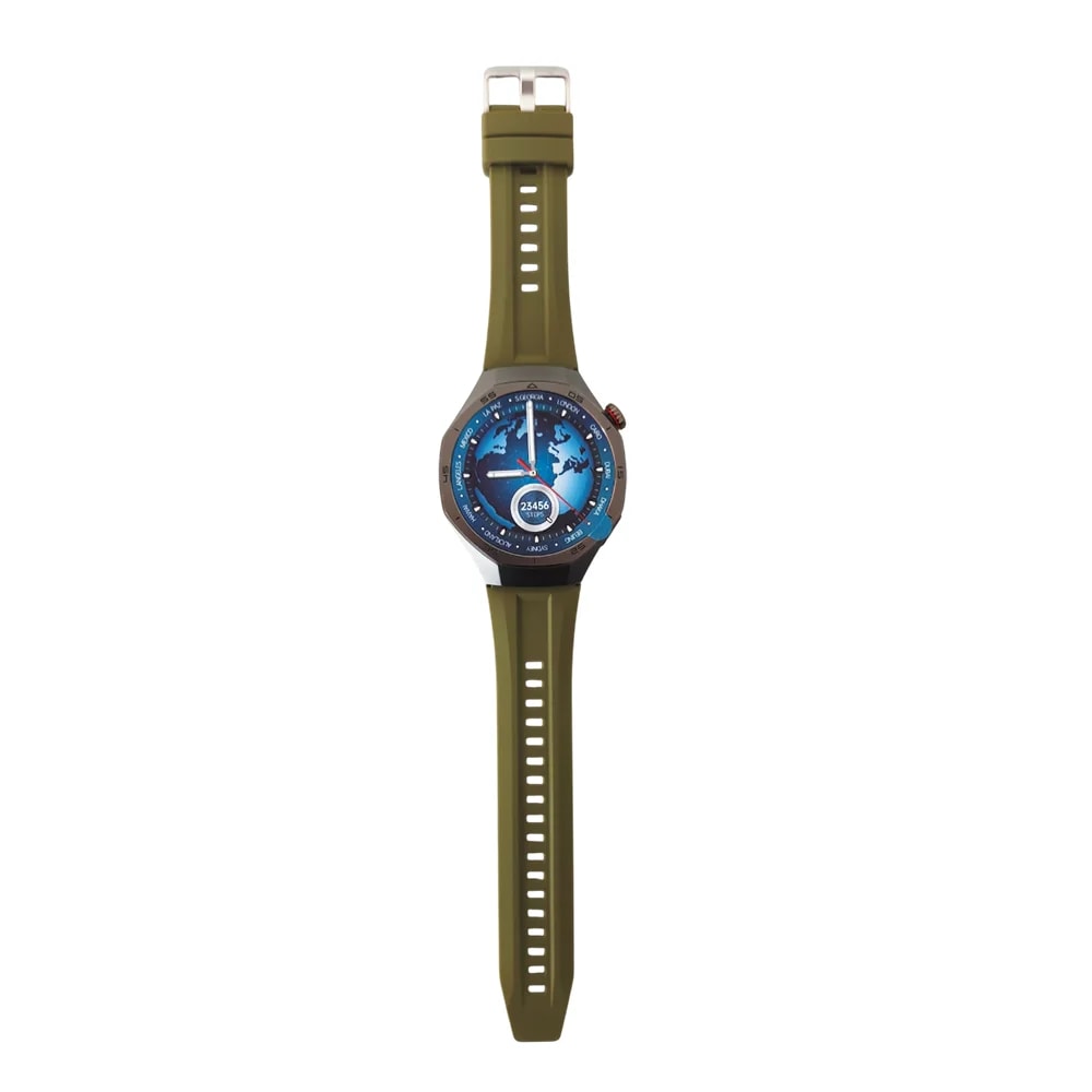 Reloj smart RCA AM34 Kronos 1.43″ esfera color grafito con brazalete verde