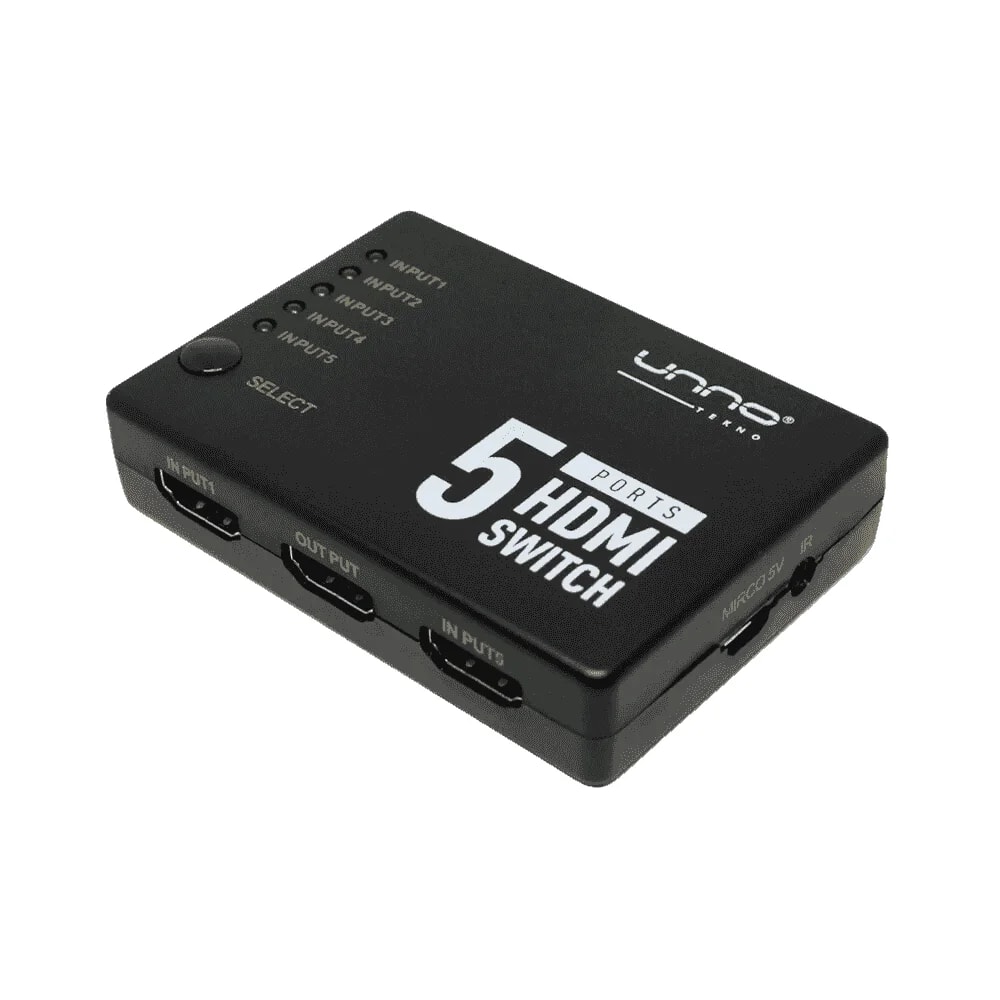 Conmutador de video Unno tekno HB1203BK 5 puertos HDMI