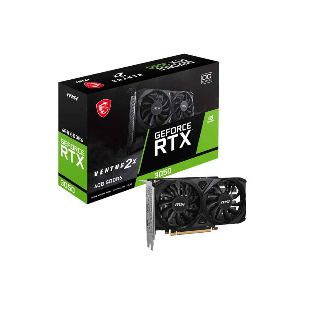 Tarjeta de video MSI GeForce RTX3050 6G DDR6 Ventus 2X OC 2 HDMI 1 Display port