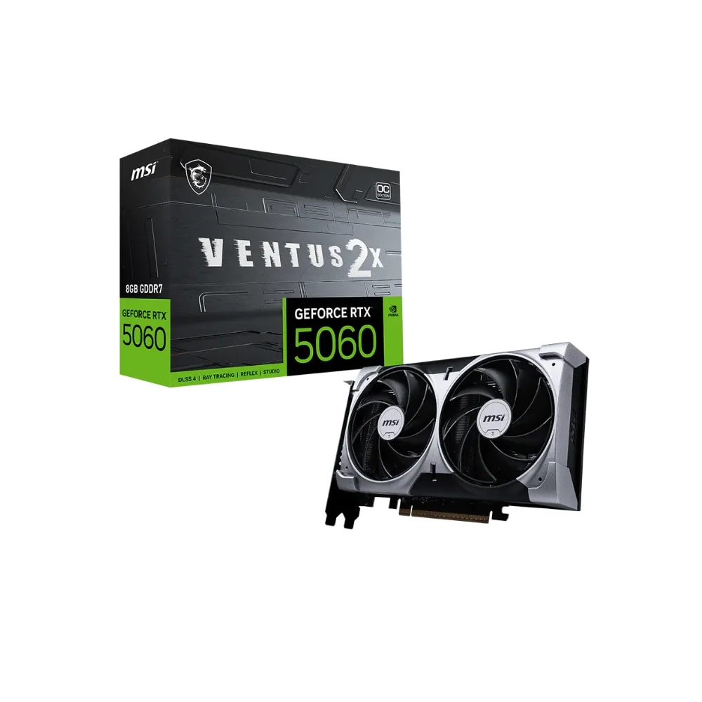 Tarjeta de video MSI GeForce RTX 5060 8G Ventus 2X 1 HDMI 3 Display Port blanca