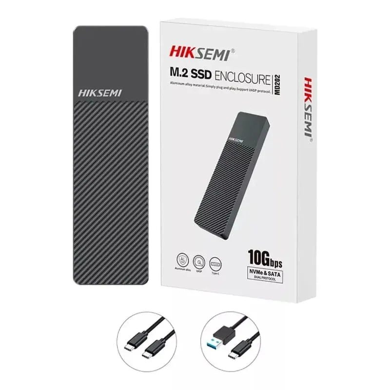 Capsula SSD M.2 NVME & M.2 SATA hiksemi USB 3.2 type-c up to 10GBPS windows / mac os/ linux/ android aluminio hs-hub-md202